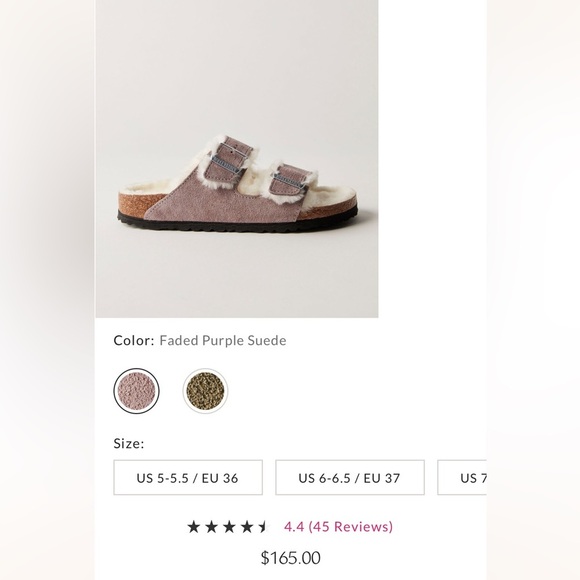 Free People x Birkenstock Arizona Shearling Suede Leather Sandals Sz 7 NWT - Picture 2 of 15